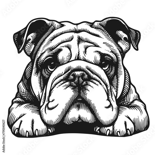 Hand drawn English bulldog portrait