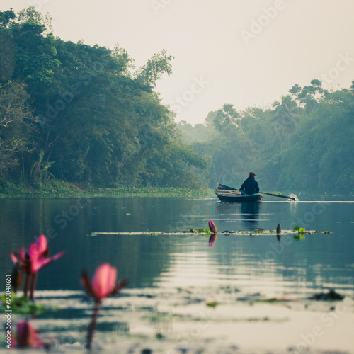 boat on a village river