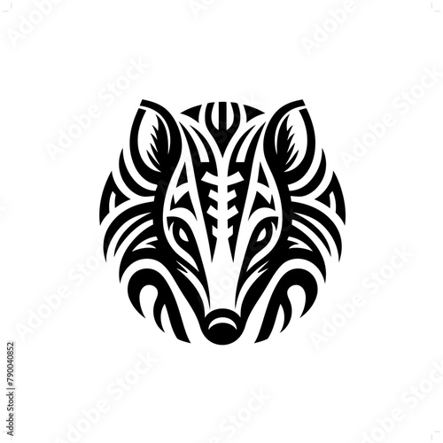 Armadillo; pangolin in modern tribal tattoo, abstract line art of animals, minimalist contour. Vector