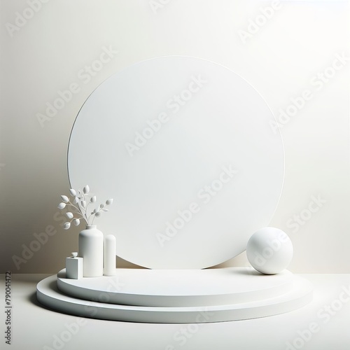 A clean white surface  product showcases   