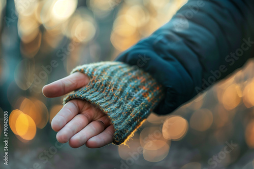 close-up image of a supportive gesture, with the background blurred to emphasize the importance of personal assistance and help, conveying a sense of comfort and reassurance in tim