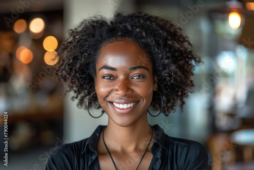 Confident African American Woman with Beautiful Smile