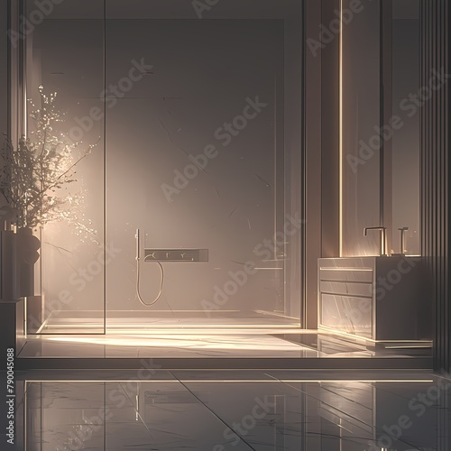 Immerse in the Spa-Like Luxury of a Contemporary Bathroom Bathed in Soft Light