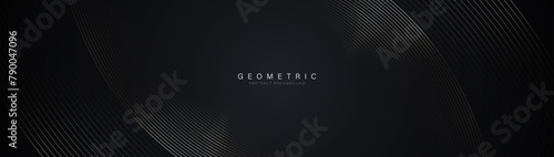 Abstract background with gold geometric curve lines. Modern minimal trendy luxury lines pattern horizontal. Vector illustration