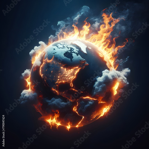 Globe on fire