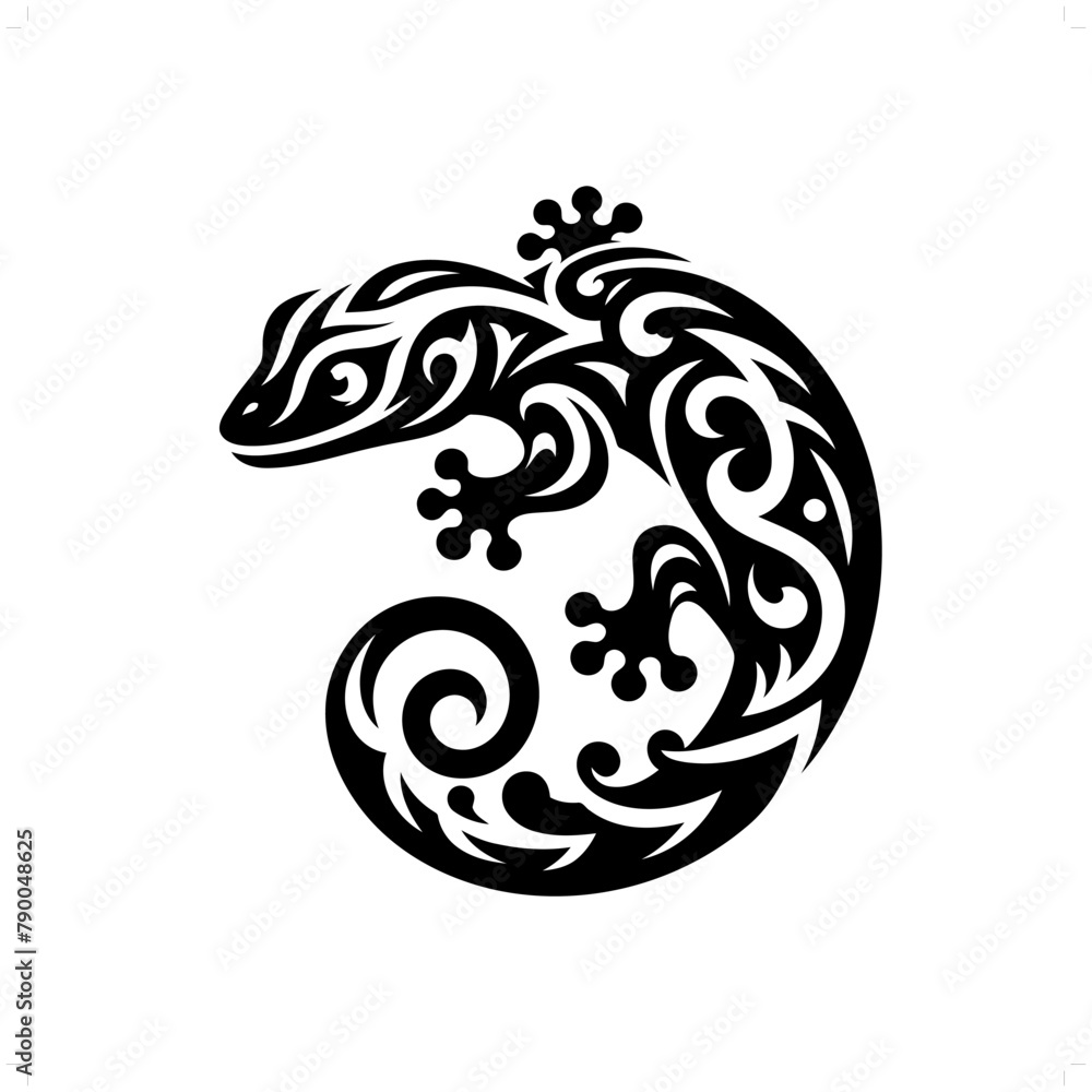 Gecko in modern tribal tattoo, abstract line art of animals, minimalist contour. Vector Gecko in modern tribal tattoo, abstract line art of animals, minimalist contour. Vector