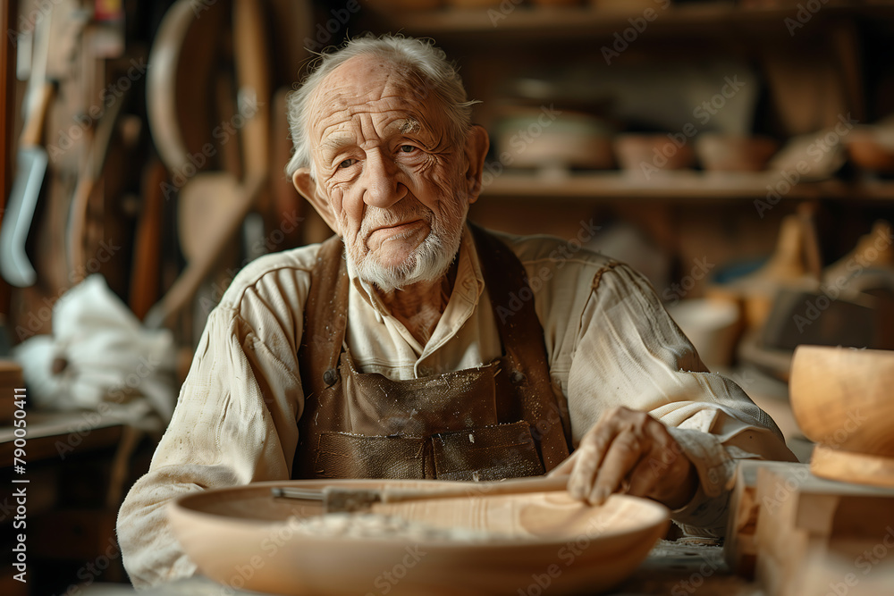 Portrait d'un Artisan Expérimenté en Atelier Portrait d'un Artisan Expérimenté en Atelier