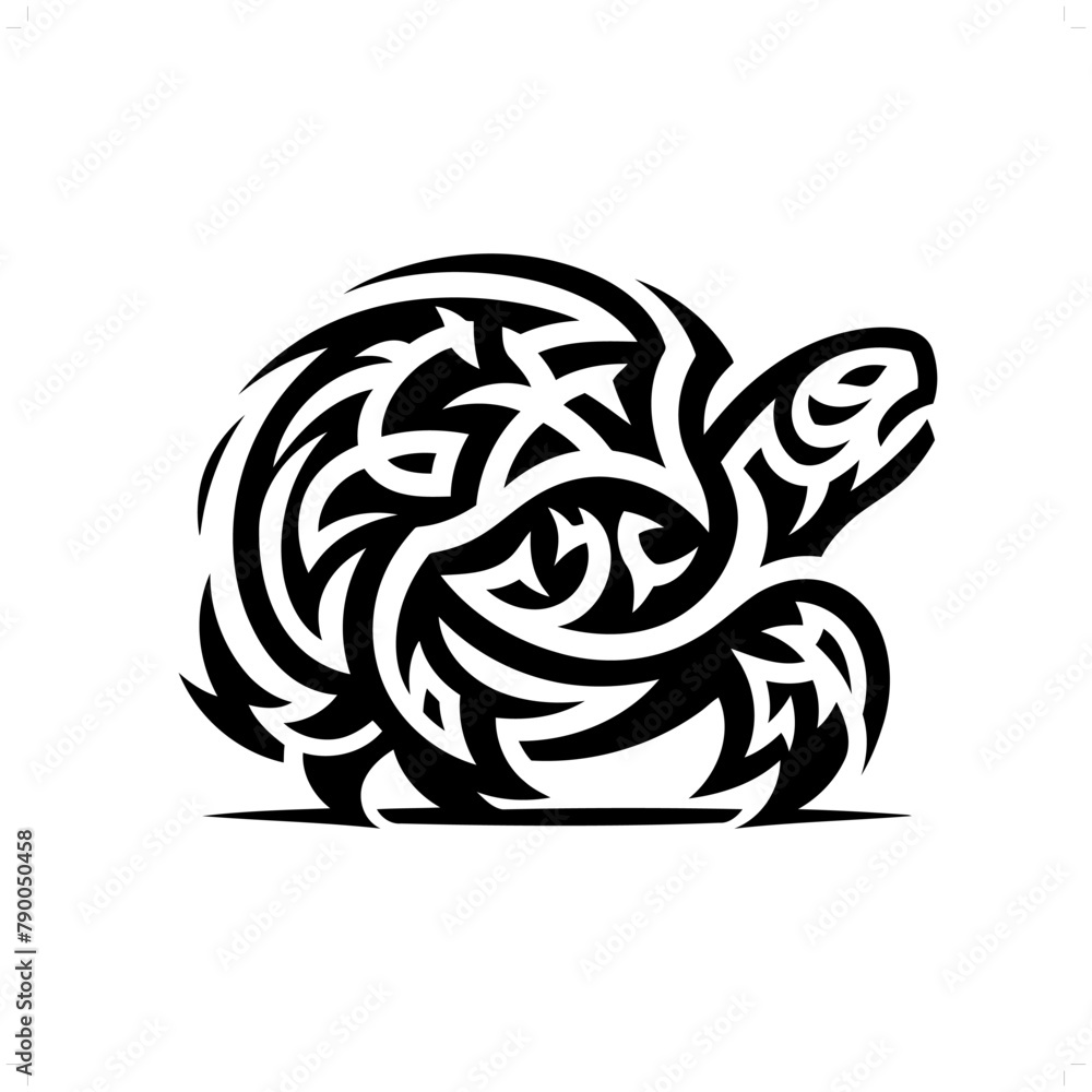 tortoise in modern tribal tattoo, abstract line art of animals, minimalist contour. Vector tortoise in modern tribal tattoo, abstract line art of animals, minimalist contour. Vector