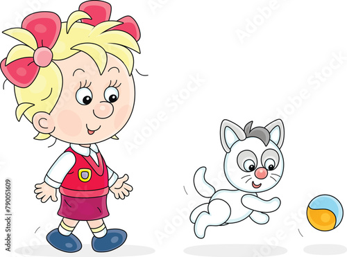 Happy little girl merrily w...
