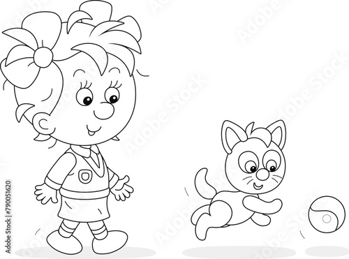 Happy little girl merrily w...