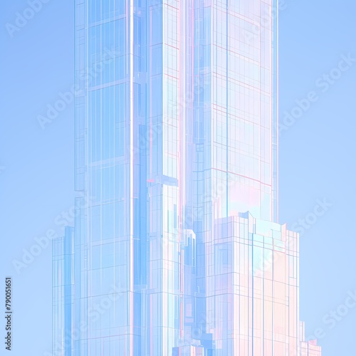Modern Architectural Marvel in Blue-Tinted Urban Vista