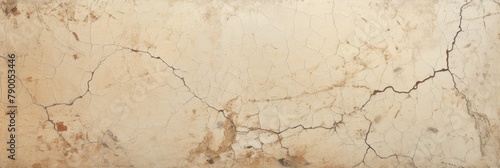 Cracked Beige Plaster Wall With Natural Aging And Stains. Old Cracked Textured Background. Generative AI