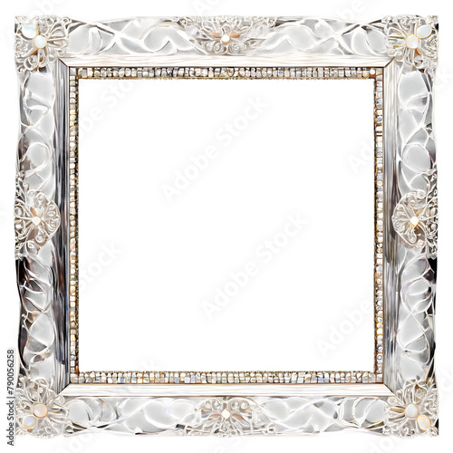 A luxury frame with mother-of-pearl inlays and silver edging Transparent Background Images 