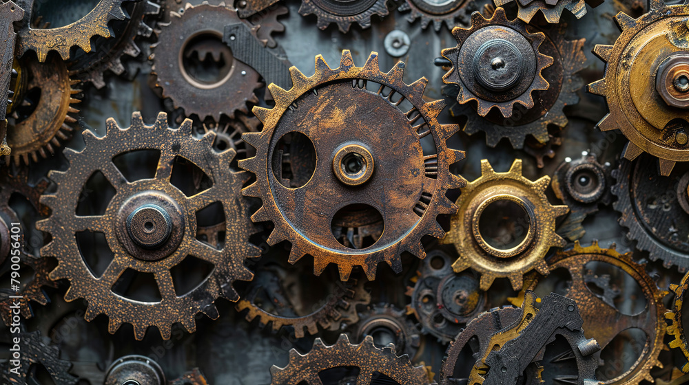 Complex Array of Rusty Mechanical Gears Complex Array of Rusty Mechanical Gears
