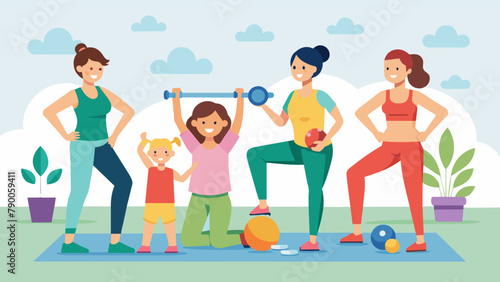 A mommy and me fitness class offering mothers a way to stay active and socialize with other parents while bonding with their little ones.