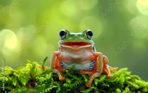 Vibrant Frog on a Mossy Perch