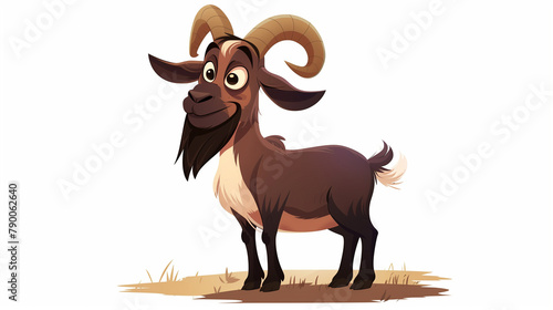 illustration of happy brown goat cartoon character isolated on white background 