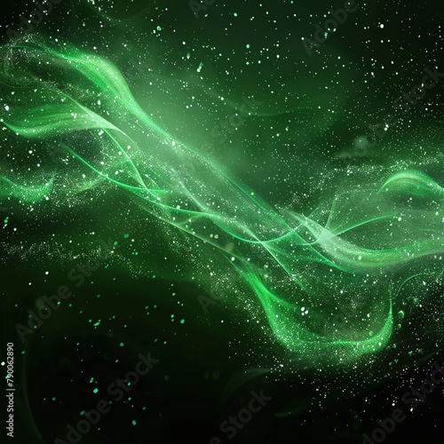 Abstract green glittery wave background 