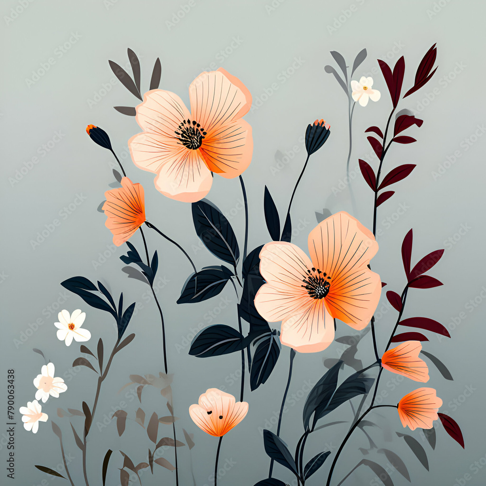 Beautiful photo of a floral flower background with leaves and flowers for clothes, textile, decorations, crockery, gift papers, etc. generative ai Beautiful photo of a floral flower background with leaves and flowers for clothes, textile, decorations, crockery, gift papers, etc. generative ai