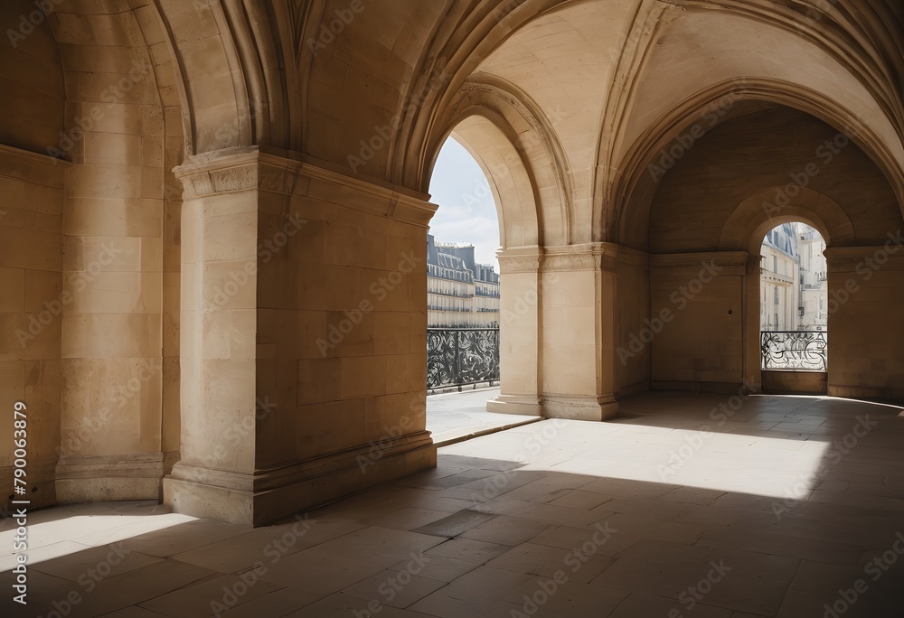 Generative AI illustration of architectural photograph of the inside wall and arches Generative AI illustration of architectural photograph of the inside wall and arches