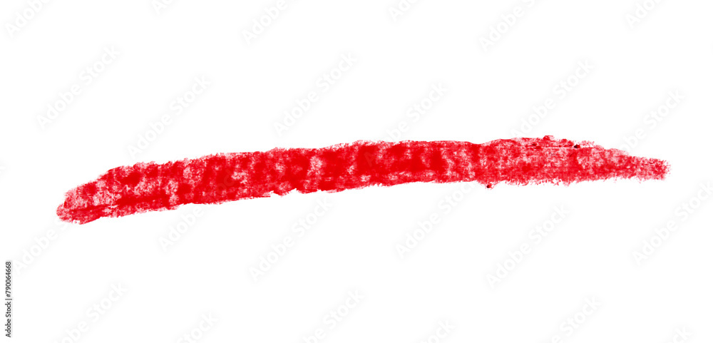 Red stroke line drawn with crayon pencil on transparent background, cut out. Design element. Red stroke line drawn with crayon pencil on transparent background, cut out. Design element.