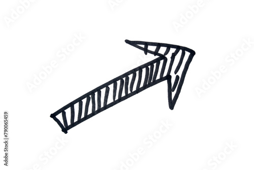 Arrow drawn with black marker on transparent background