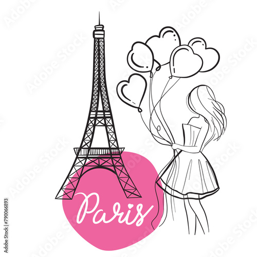 eiffel tower and paris. vector illustration.