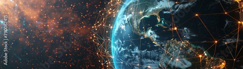Ultra-sharp 3D rendering by NASA depicts Earth as hub global communication network © kilimanjaro 