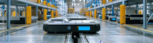 Cutting-edge parcel sorting robot system with AGV technology and a tilt tray mechanism.