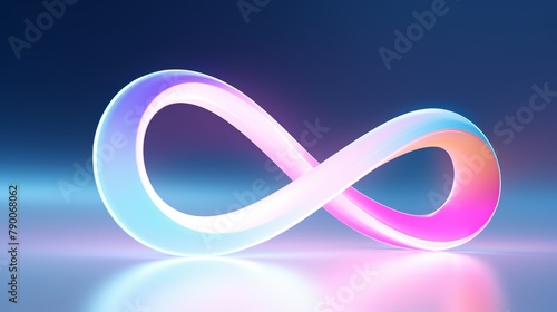 A glowing infinite loop in neon, featured prominently against a futuristic close-up background, vivid and dynamic, watercolor, cartoon, animation 3D, vibrant