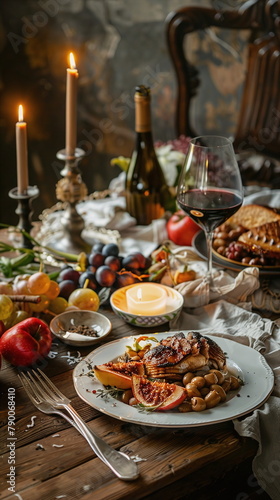 Festive dinner table