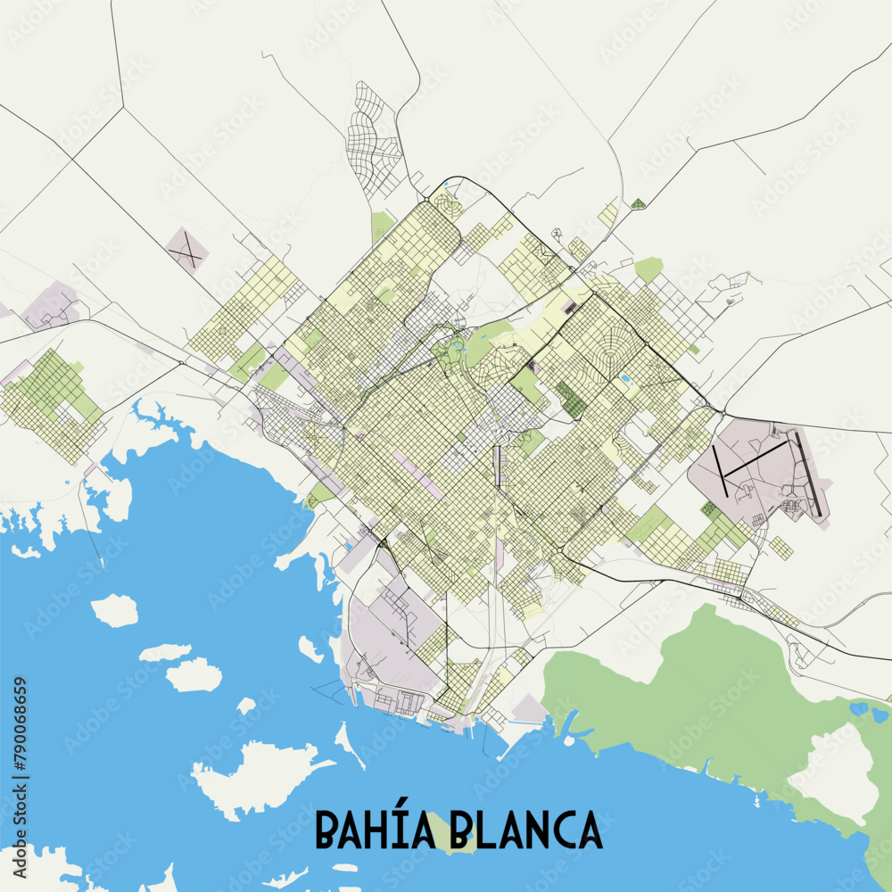 Bahía Blanca Buenos Aires Province Argentina map poster art