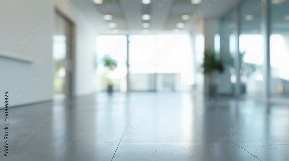 Empty Office Building Hallway with Soft Focus