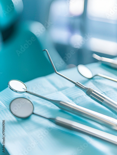 Dental instruments and equipment on tray
