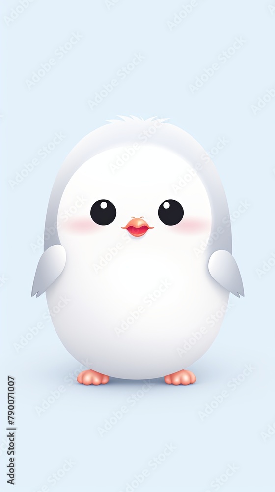 A cute cartoon penguin with big eyes and a pink blush on its cheeks. A cute cartoon penguin with big eyes and a pink blush on its cheeks.