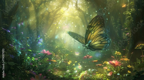 Fairy Day background concept. woods nature. copy space