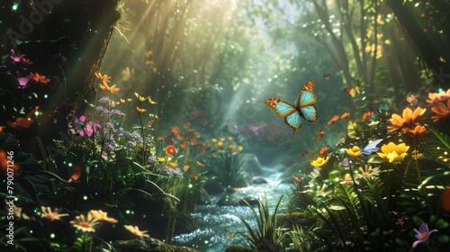 Fairy Day background concept. woods nature. copy space