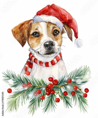 Christmas Cute Dog art illustration © megavectors