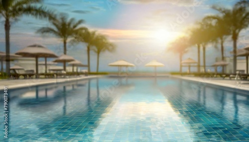 Blurred Resort Escape: Abstract Outdoor Swimming Pool Background © Dostain