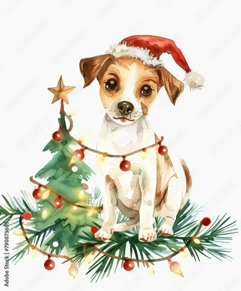 Christmas Cute Dog art illustration