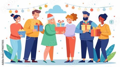 A group of neighbors organizing a gift exchange party where they can show appreciation for each other and strengthen their sense of community