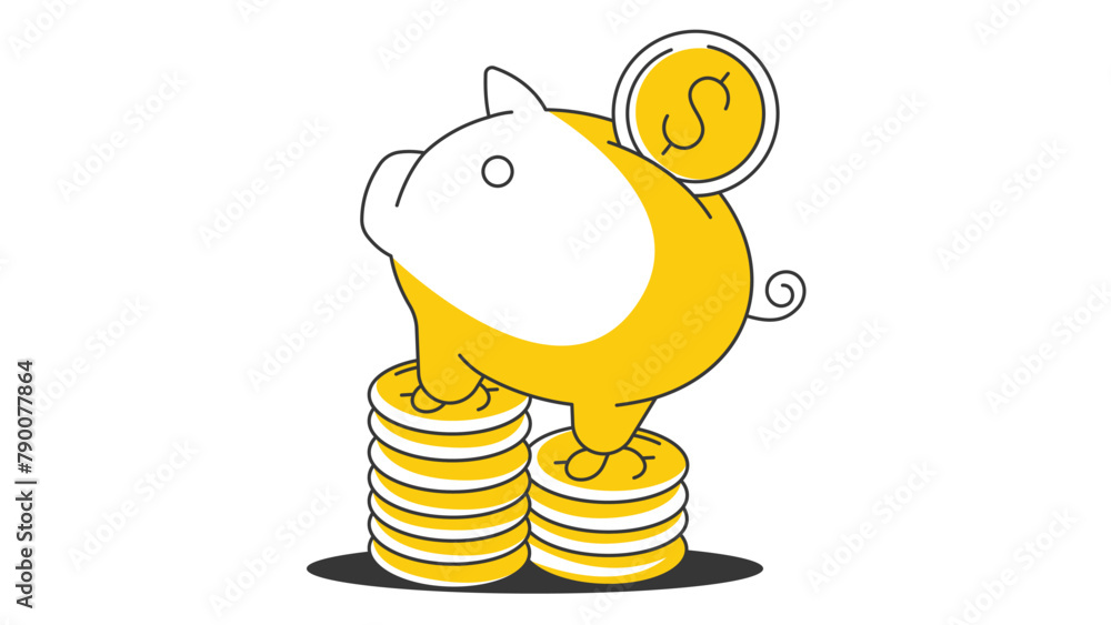 Φωτογραφία Piggy bank standing on coins