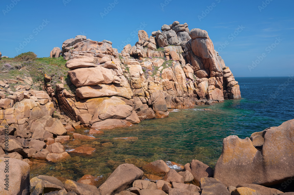 idyllic coastal Landcape called Cote de Granit Rose,Brittany,France
