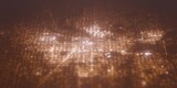 Street lights map of Oklahoma City (USA) with tilt-shift effect, view from west. Imitation of macro shot with blurred background. 3d render, selective focus