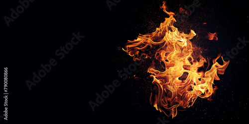 Fire in the dark. AI generated art illustration. © Fire