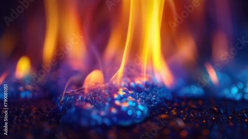 hydrogen flame, its vibrant blue and yellow hues illuminating the surrounding darkness