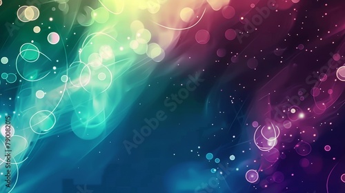 Colorful abstract background featuring various sized circles and stars in a vibrant display of colors