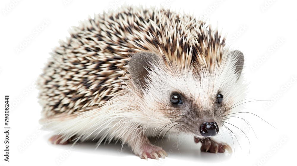 Hedgehog on white background with black nose and tail Hedgehog on white background with black nose and tail