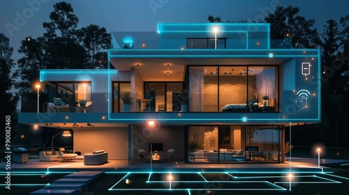 Efficient technologies in a smart home system, seamlessly integrating devices that optimize energy use and enhance daily living photo