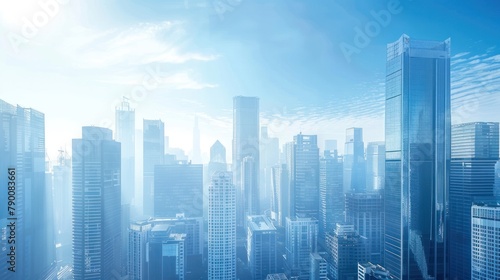 A futuristic city skyline dominated by towering skyscrapers designed by visionary engineers  symbolizing progress and technological advancement